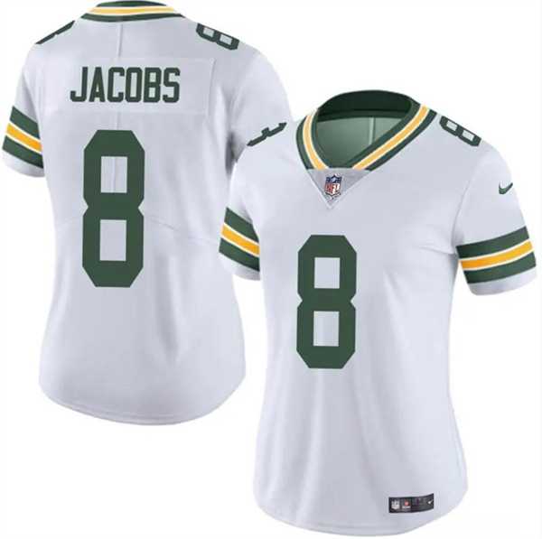 Womens Green Bay Packers #8 Josh Jacobs White Vapor Untouchable Limited Stitched Jersey Dzhi->->Women Jersey
